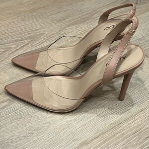 ALDO Nude and Clear Slingback Heels